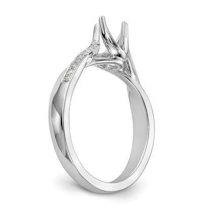 14k White Gold By-Pass (Holds 1/2 carat (5.00mm) Round Center) 1/10 carat Diamond Semi-mount Engagement Ring