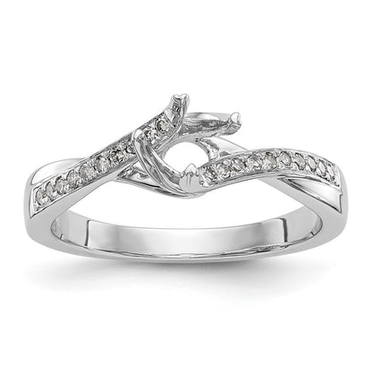 14k White Gold By-Pass (Holds 1/2 carat (5.00mm) Round Center) 1/10 carat Diamond Semi-mount Engagement Ring