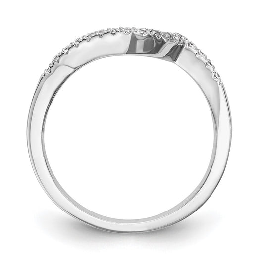 14k White Gold 1/5 carat Diamond Contoured Complete Wedding Band
