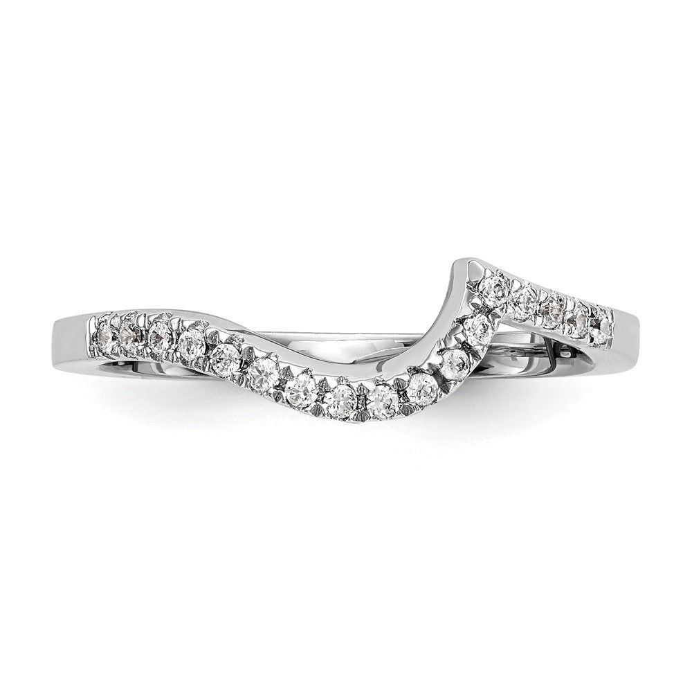 14k White Gold 1/5 carat Diamond Contoured Complete Wedding Band