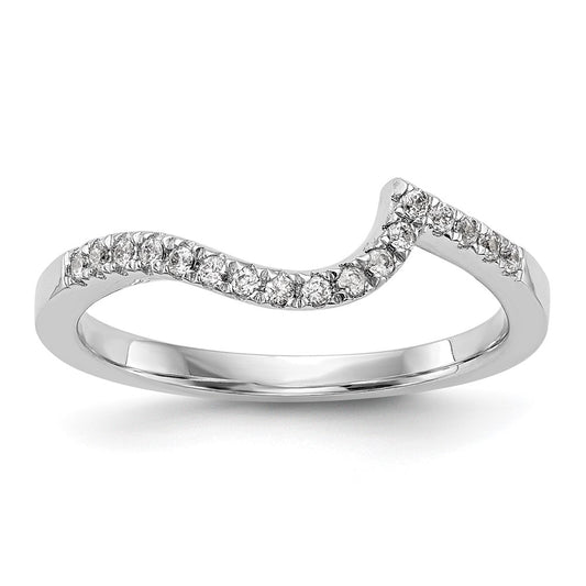 14k White Gold 1/5 carat Diamond Contoured Complete Wedding Band