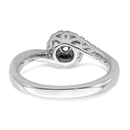 14k White Gold By-Pass (Holds 1/4 carat (4.00mm) Round Center) 1/4 carat Diamond Semi-mount Engagement Ring