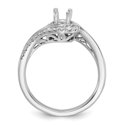 14k White Gold By-Pass (Holds 1/3 carat (4.5mm) Round Center) 1/4 carat Diamond Semi-mount Engagement Ring