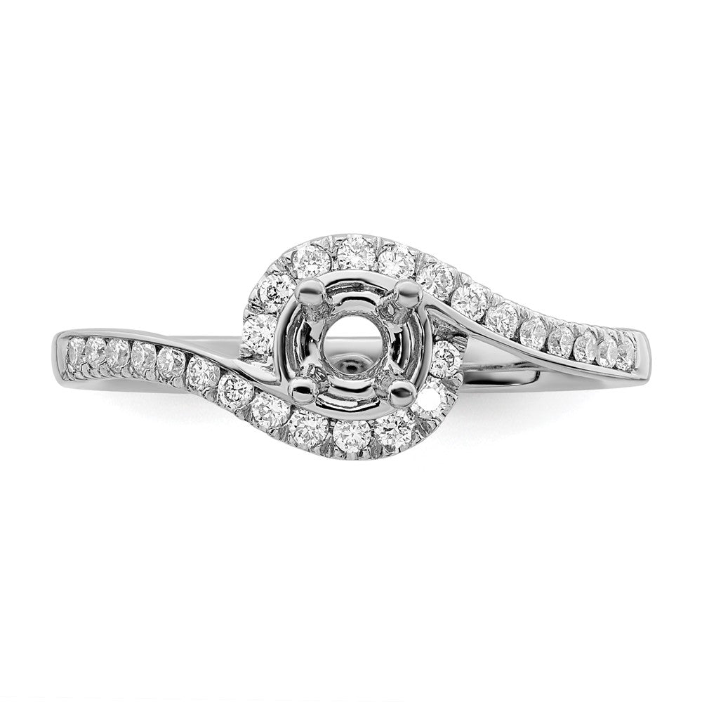 14k White Gold By-Pass (Holds 1/3 carat (4.5mm) Round Center) 1/4 carat Diamond Semi-mount Engagement Ring