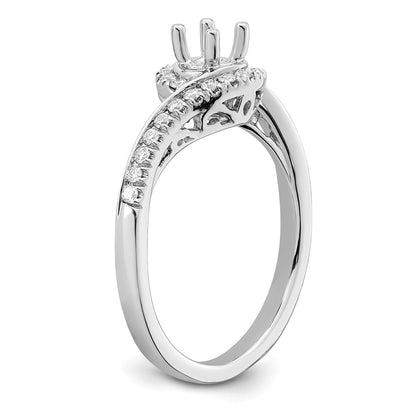 14k White Gold By-Pass (Holds 1/3 carat (4.5mm) Round Center) 1/4 carat Diamond Semi-mount Engagement Ring