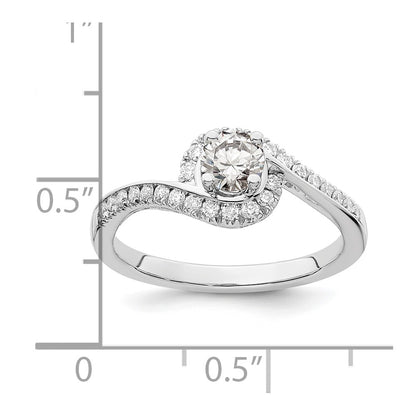 14k White Gold By-Pass (Holds 1/3 carat (4.5mm) Round Center) 1/4 carat Diamond Semi-mount Engagement Ring