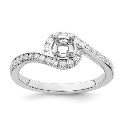 14k White Gold By-Pass (Holds 1/3 carat (4.5mm) Round Center) 1/4 carat Diamond Semi-mount Engagement Ring