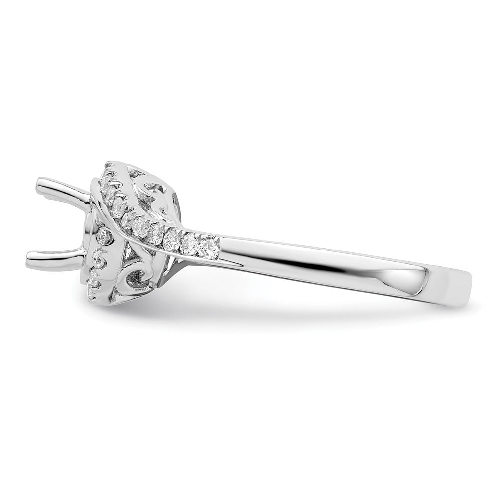 14k White Gold By-Pass (Holds 3/4 carat (5.8mm) Round Center) 1/3 carat Diamond Semi-mount Engagement Ring