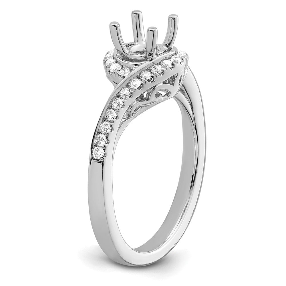 14k White Gold By-Pass (Holds 3/4 carat (5.8mm) Round Center) 1/3 carat Diamond Semi-mount Engagement Ring