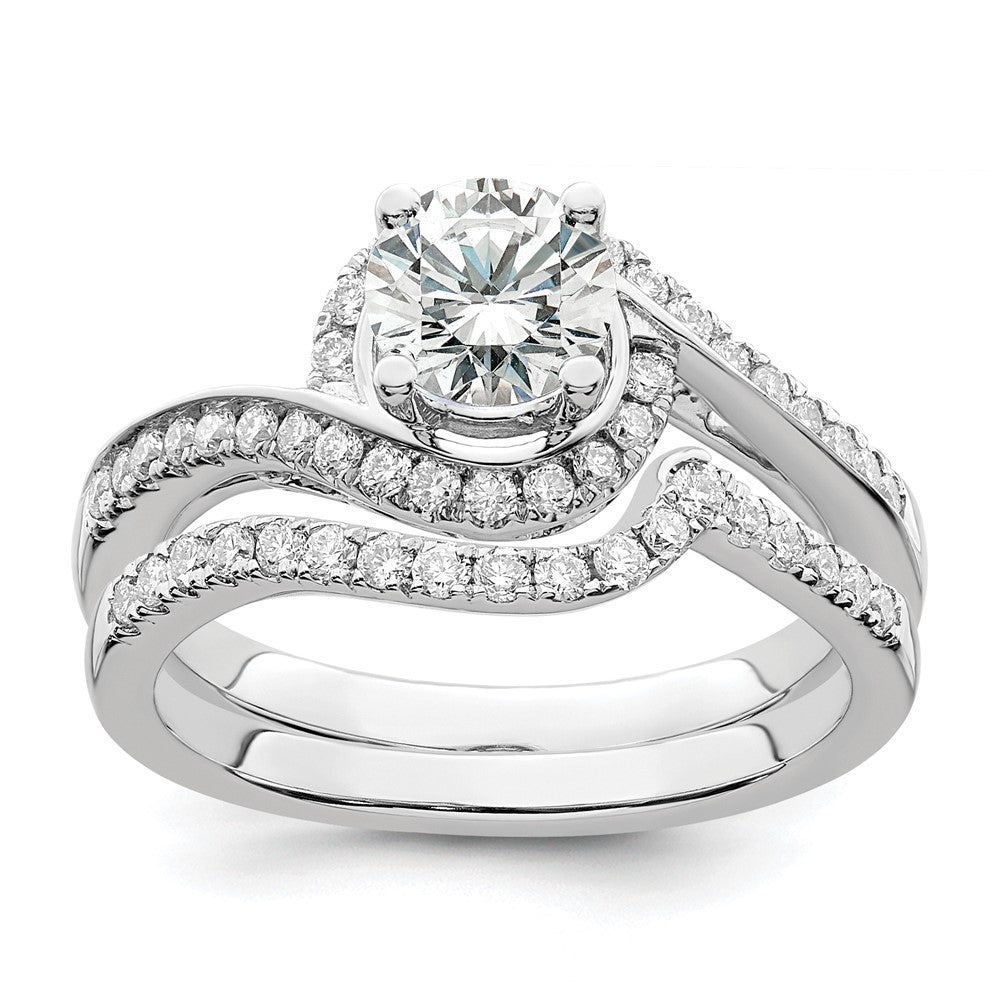 14k White Gold 1/3 carat Lab Grown Diamond VS/SI+ G+ 3/4 carat Round Center Semi Mount Engagement Ring