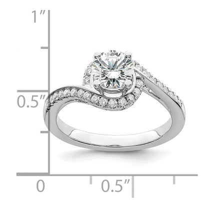 14k White Gold By-Pass (Holds 3/4 carat (5.8mm) Round Center) 1/3 carat Diamond Semi-mount Engagement Ring