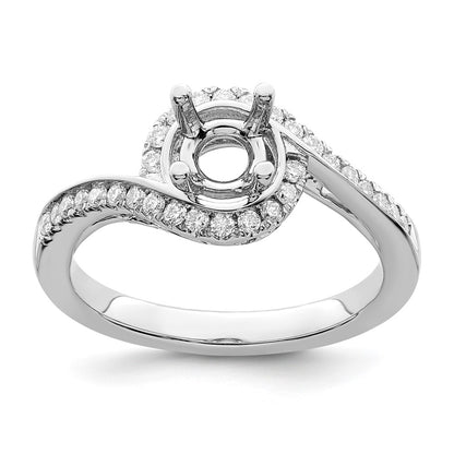 14k White Gold By-Pass (Holds 3/4 carat (5.8mm) Round Center) 1/3 carat Diamond Semi-mount Engagement Ring