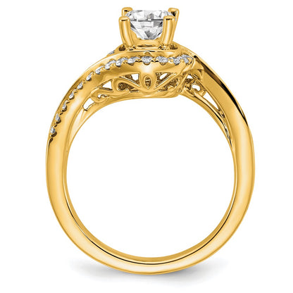 14k 1/3 carat Lab Grown Diamond VS/SI+ G+ 3/4 carat Round Center Semi Mount Engagement Ring