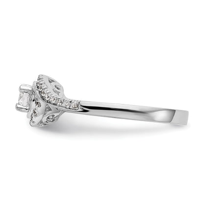 14k White Gold By-Pass (Holds 1 carat (6.5mm) Round Center) 1/3 carat Diamond Semi-mount Engagement Ring