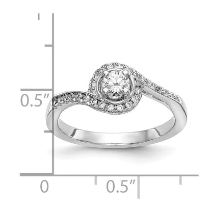 14k White Gold By-Pass (Holds 1 carat (6.5mm) Round Center) 1/3 carat Diamond Semi-mount Engagement Ring