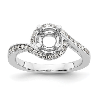 14k White Gold By-Pass (Holds 1 carat (6.5mm) Round Center) 1/3 carat Diamond Semi-mount Engagement Ring