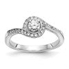 14k White Gold By-Pass (Holds 1 carat (6.5mm) Round Center) 1/3 carat Diamond Semi-mount Engagement Ring