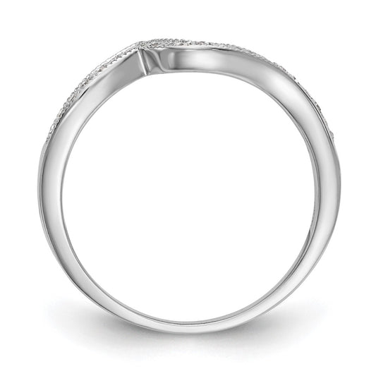 14k White Gold 1/10 carat Diamond Contoured Complete Wedding Band