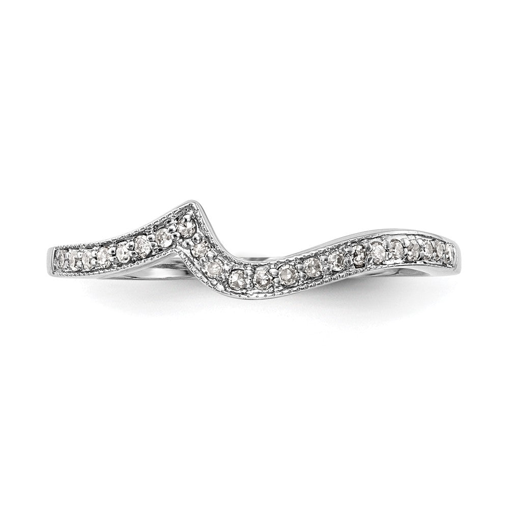 14k White Gold 1/10 carat Diamond Contoured Complete Wedding Band