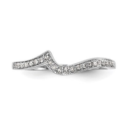 14k White Gold 1/10 carat Diamond Contoured Complete Wedding Band