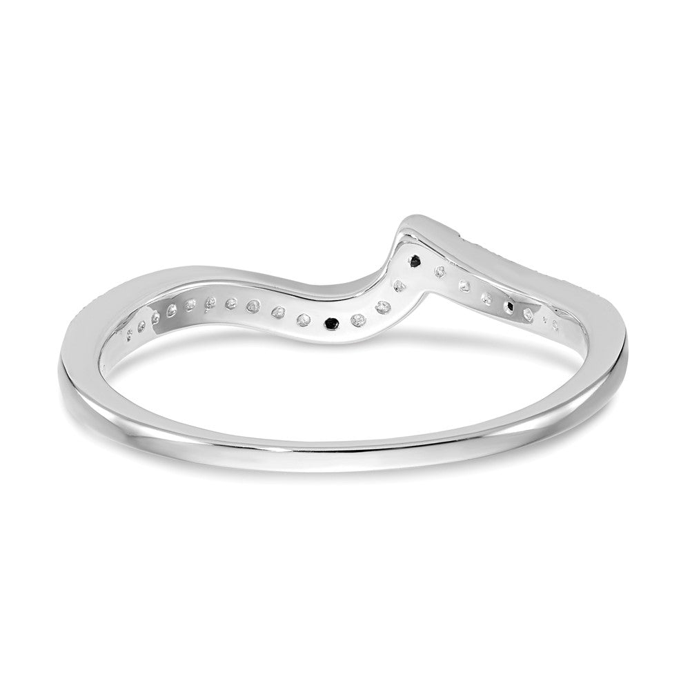 14k White Gold 1/10 carat Diamond Contoured Complete Wedding Band