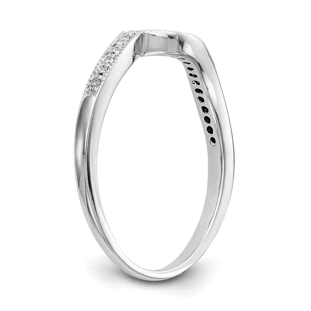 14k White Gold 1/10 carat Diamond Contoured Complete Wedding Band