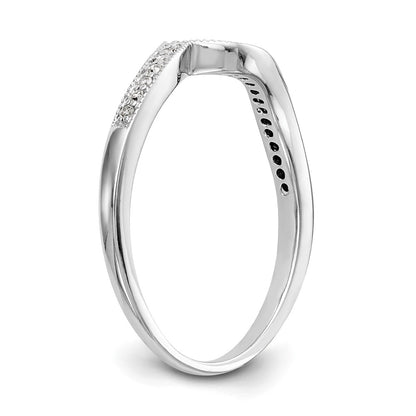 14k White Gold 1/10 carat Diamond Contoured Complete Wedding Band