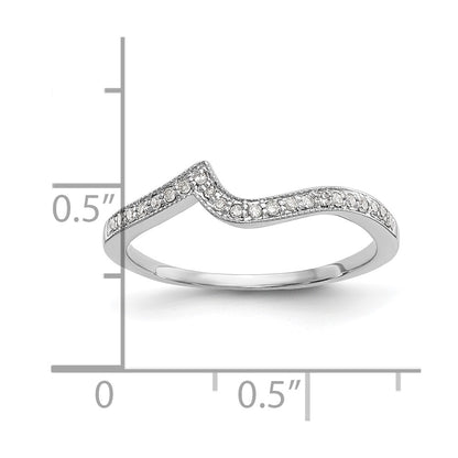 14k White Gold 1/10 carat Diamond Contoured Complete Wedding Band