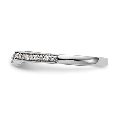 10K White Gold 1/10 carat Diamond Contoured Complete Wedding Band