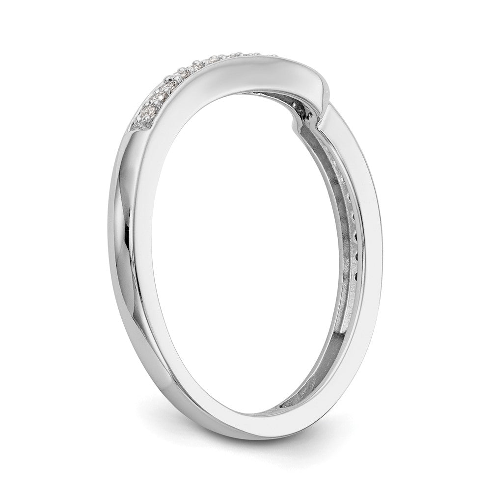 10K White Gold 1/10 carat Diamond Contoured Complete Wedding Band