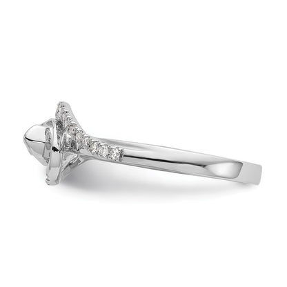14k White Gold By-Pass (Holds 1/3 carat (4.5mm) Round Center) 1/6 carat Diamond Semi-mount Engagement Ring