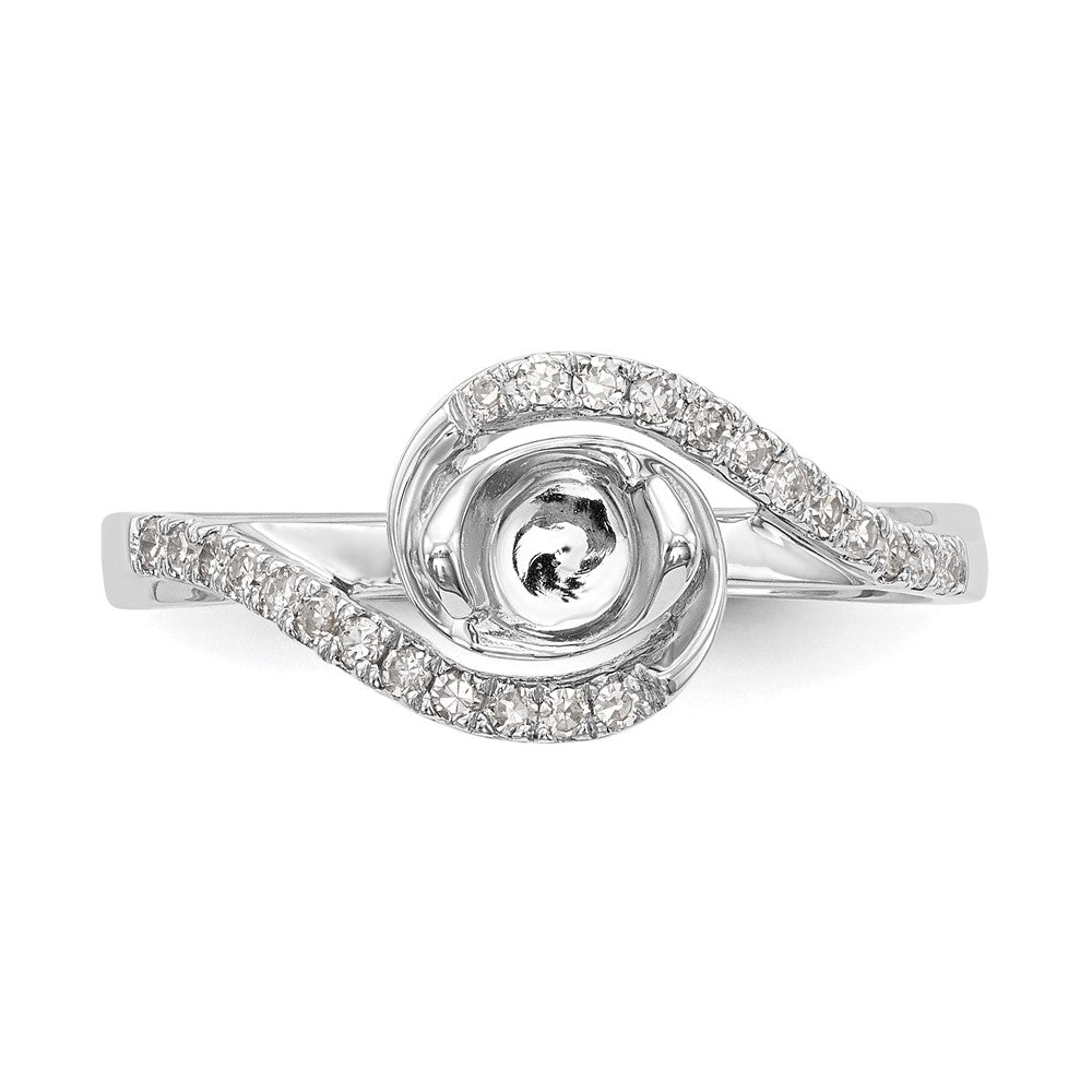 14k White Gold By-Pass (Holds 1/3 carat (4.5mm) Round Center) 1/6 carat Diamond Semi-mount Engagement Ring