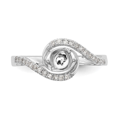 14k White Gold By-Pass (Holds 1/3 carat (4.5mm) Round Center) 1/6 carat Diamond Semi-mount Engagement Ring