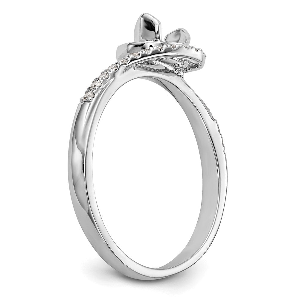 14k White Gold By-Pass (Holds 1/3 carat (4.5mm) Round Center) 1/6 carat Diamond Semi-mount Engagement Ring
