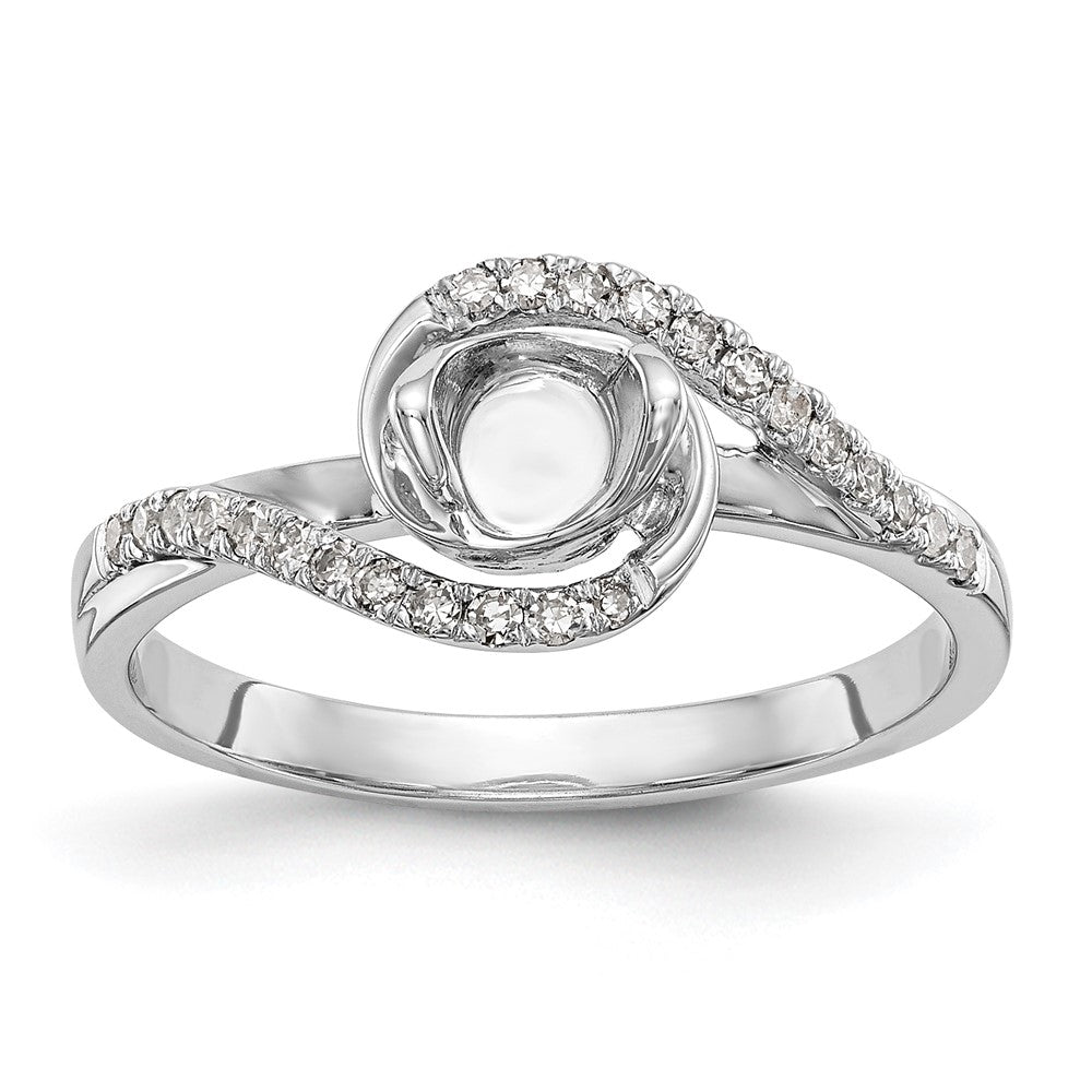 14k White Gold By-Pass (Holds 1/3 carat (4.5mm) Round Center) 1/6 carat Diamond Semi-mount Engagement Ring