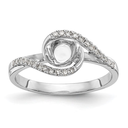 14k White Gold By-Pass (Holds 1/3 carat (4.5mm) Round Center) 1/6 carat Diamond Semi-mount Engagement Ring