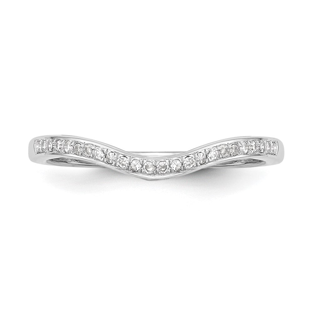 14k White Gold 1/20 carat Diamond Contoured Complete Wedding Band