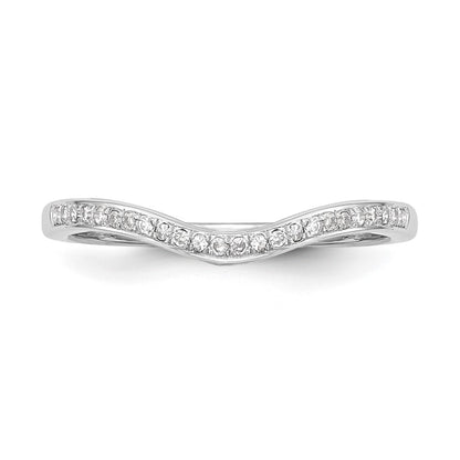 14k White Gold 1/20 carat Diamond Contoured Complete Wedding Band