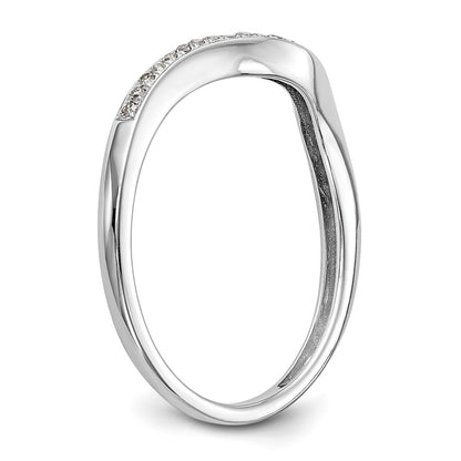14k White Gold 1/20 carat Diamond Contoured Complete Wedding Band