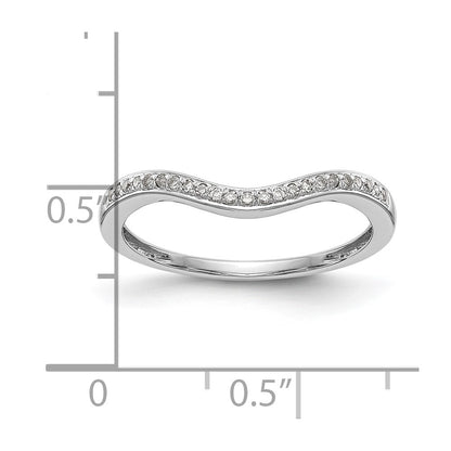 14k White Gold 1/20 carat Diamond Contoured Complete Wedding Band