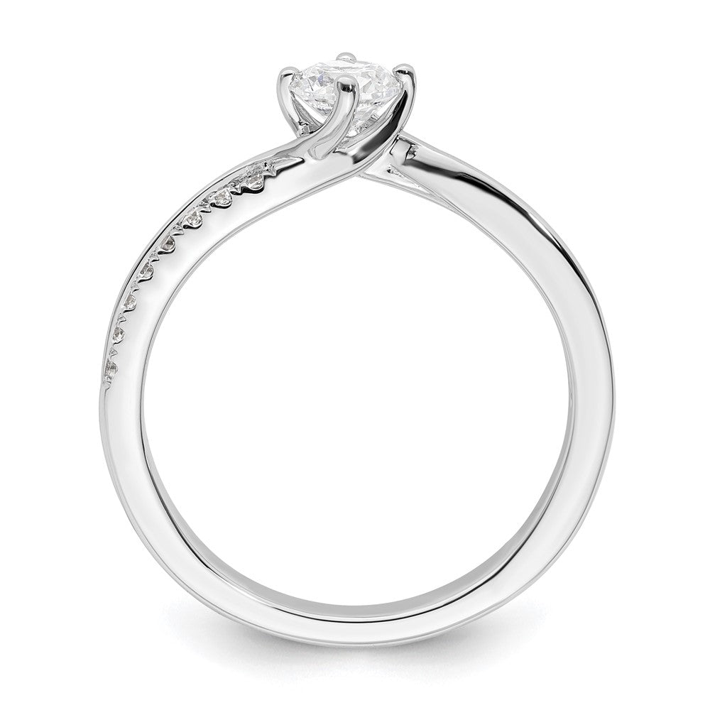 14k White Gold By-Pass (Holds 1/3 carat (4.5mm) Round Center) 1/6 carat Diamond Semi-mount Engagement Ring