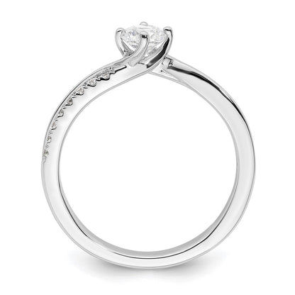 14k White Gold By-Pass (Holds 1/3 carat (4.5mm) Round Center) 1/6 carat Diamond Semi-mount Engagement Ring