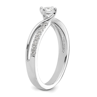 14k White Gold By-Pass (Holds 1/3 carat (4.5mm) Round Center) 1/6 carat Diamond Semi-mount Engagement Ring