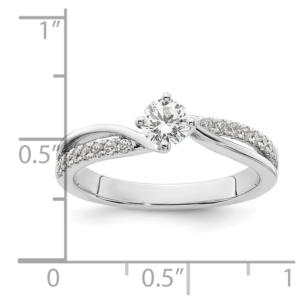 14k White Gold By-Pass (Holds 1/3 carat (4.5mm) Round Center) 1/6 carat Diamond Semi-mount Engagement Ring