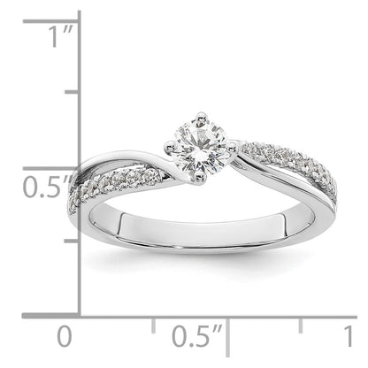 14k White Gold By-Pass (Holds 1/3 carat (4.5mm) Round Center) 1/6 carat Diamond Semi-mount Engagement Ring