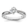 14k White Gold 1/2 carat Lab Grown Diamond VS/SI+ G+ Round Complete Engagement Ring