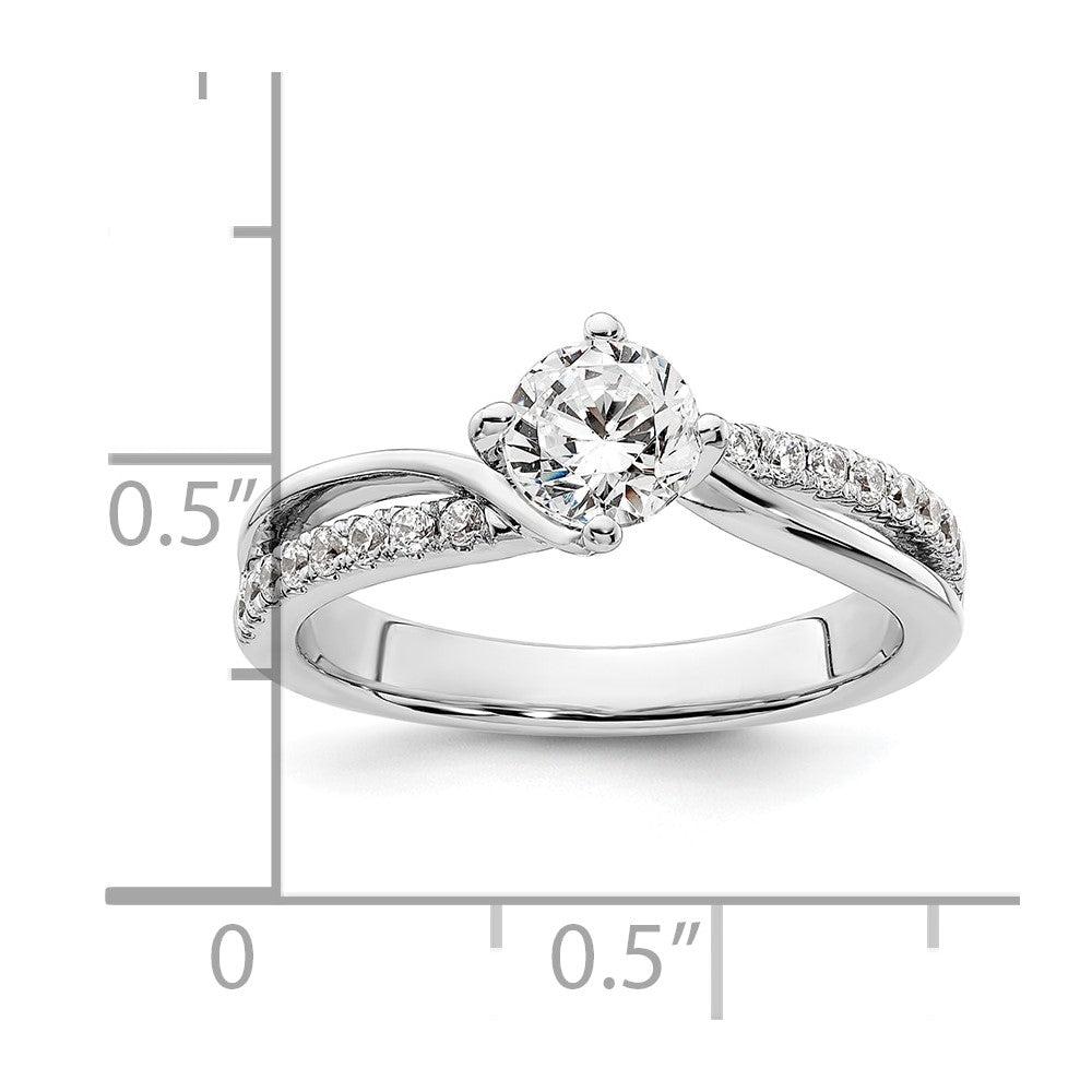 14k White Gold 3/7 carat Lab Grown Diamond VS/SI+ G+ Round Semi Mount Engagement Ring