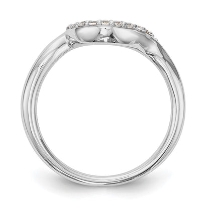 14K White Gold 1/10 carat Diamond Contoured Complete Wedding Band