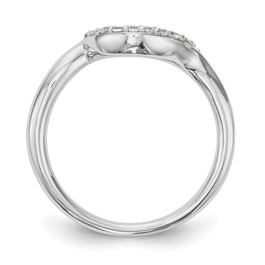 14K White Gold 1/10 carat Diamond Contoured Complete Wedding Band