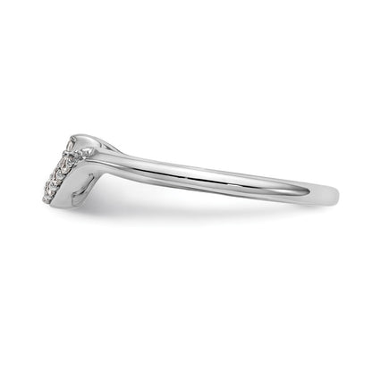 14K White Gold 1/10 carat Diamond Contoured Complete Wedding Band